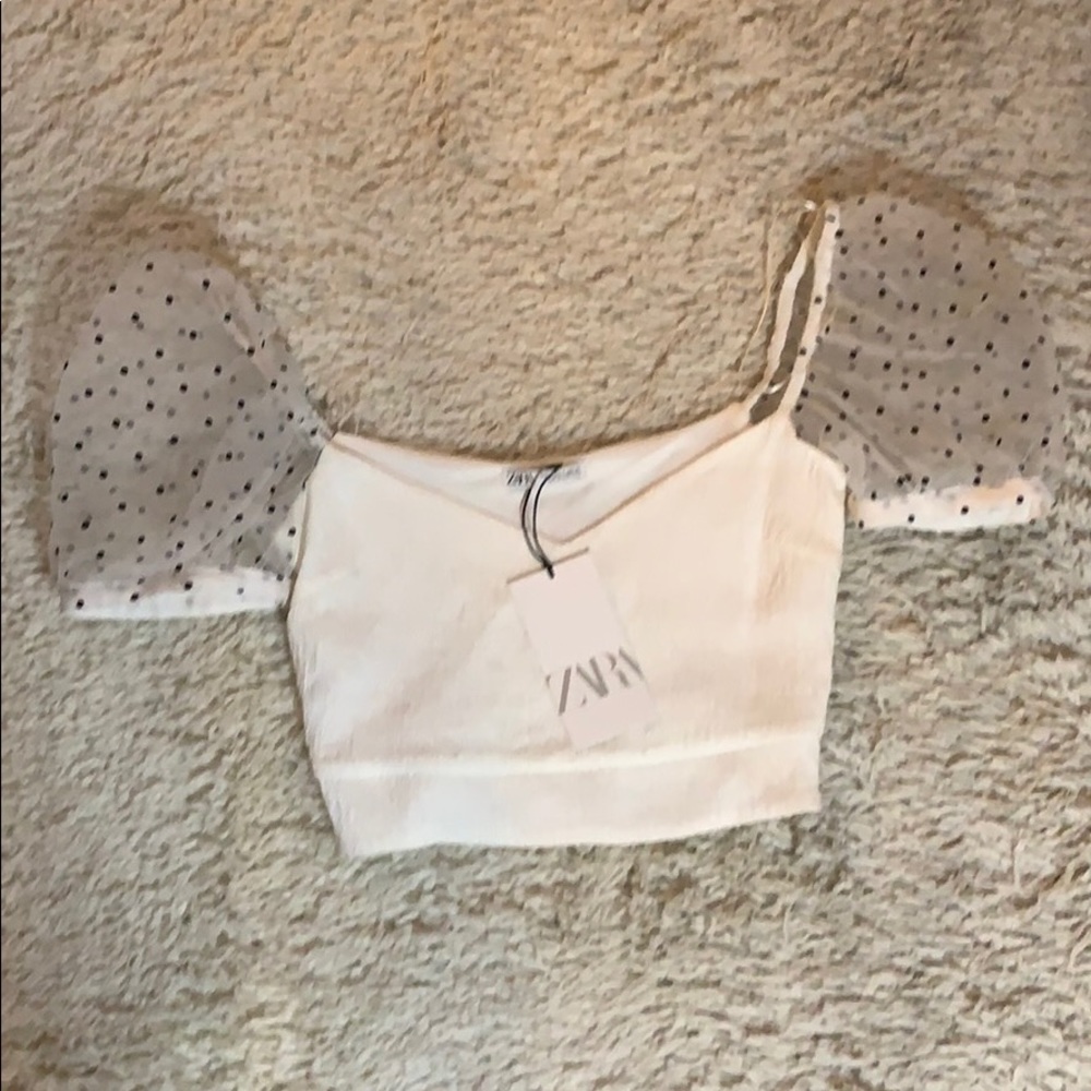 Zara Contrasting Polka Dot Top